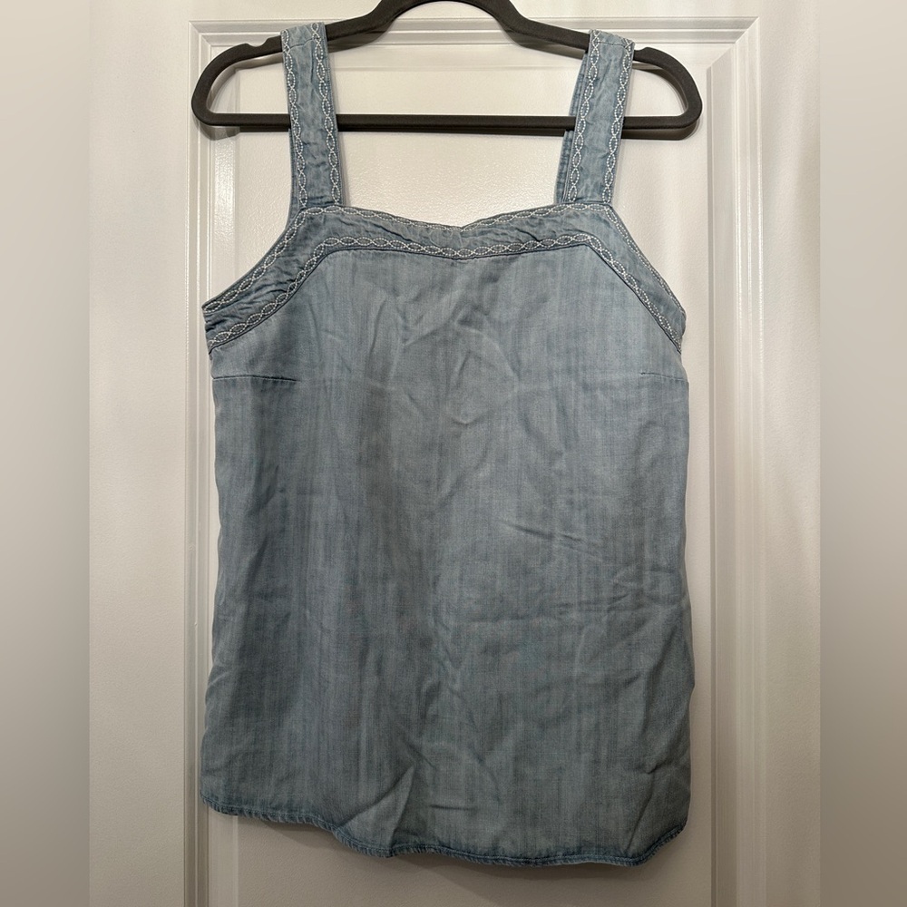 Eddie Bauer Tranquil Sleeveless Square-Neck Embroidered Top|Size M